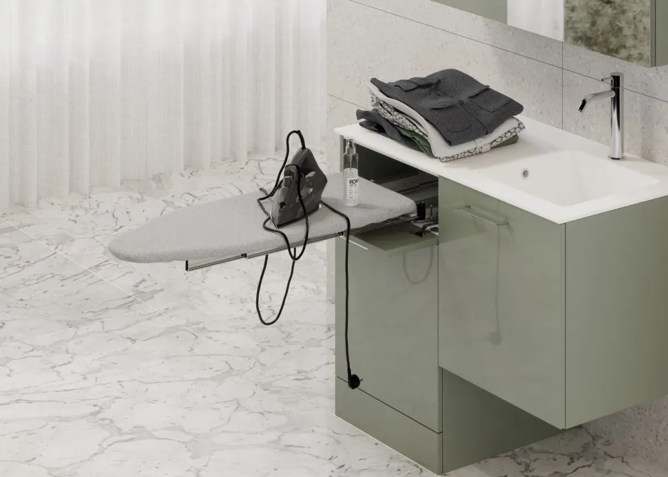 Mobile Bagno 2 ante e 1 cassettone con asse da stiro estraibile disponibile in vari colori