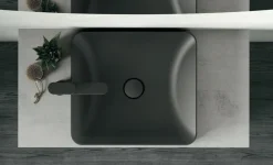 Mobile Bagno a terra 3 cassetti con presa maniglia a 45° e lavabo in appoggio Allegra disponibile in 4 colori