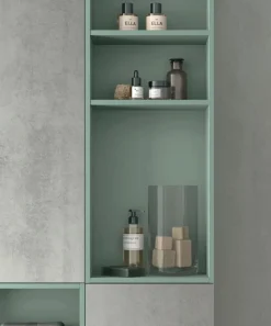 Mobile Bagno a terra 3 cassetti con presa maniglia a 45° e lavabo in appoggio Allegra disponibile in 4 colori