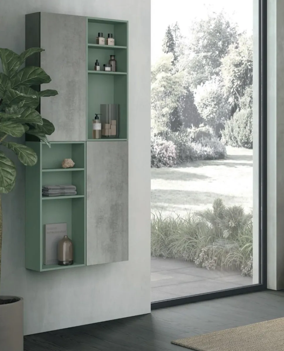 Mobile Bagno a terra 3 cassetti con presa maniglia a 45° e lavabo in appoggio Allegra disponibile in 4 colori