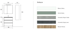 Mobile Bagno a terra 3 cassetti con maniglia a gola Levante disponibile in 5 colori