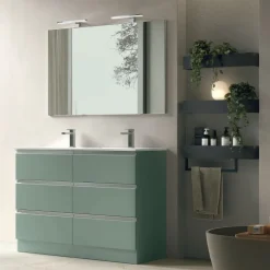 Mobile Bagno a terra con doppio lavabo 6 cassetti con maniglia a gola Pamela disponibile in 5 colori