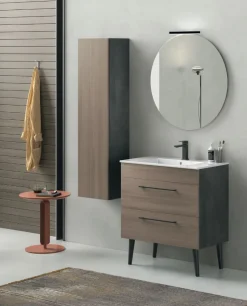 Mobile Bagno 2 cassetti con piedini e maniglie in metallo Smart disponibile in 4 colori