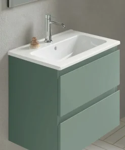Mobile Bagno 2 cassetti sospeso con presa maniglia a 45° e lavabo integrato Allegra disponibile in 4 colori