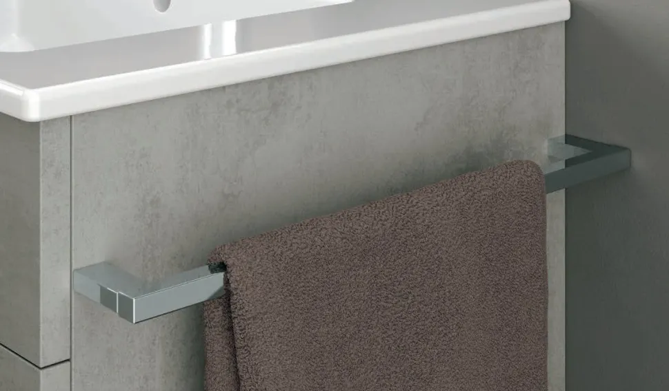 Mobile Bagno 2 cassetti sospesi con maniglie in metallo e lavabo con vasca integrata Smart disponibile in 4 colori