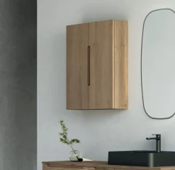 Mobile Bagno 2 cassetti sospesi con presa maniglia integrata e frontali rigati Rigo disponibile in 5 colori