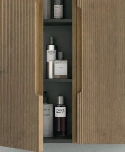Mobile Bagno 2 cassetti sospesi con presa maniglia integrata e frontali rigati Rigo disponibile in 5 colori