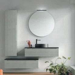 Mobile Bagno 2 cassetti sospesi con frontali rigati e presa maniglia integrata Rigo disponibile in 5 colori