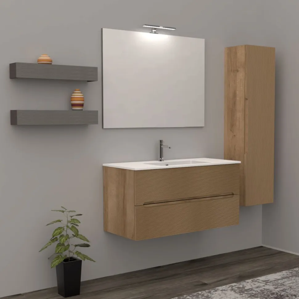 Mobile Bagno 2 cassetti sospeso Rigo disponibile in 3 misure e 5 colori
