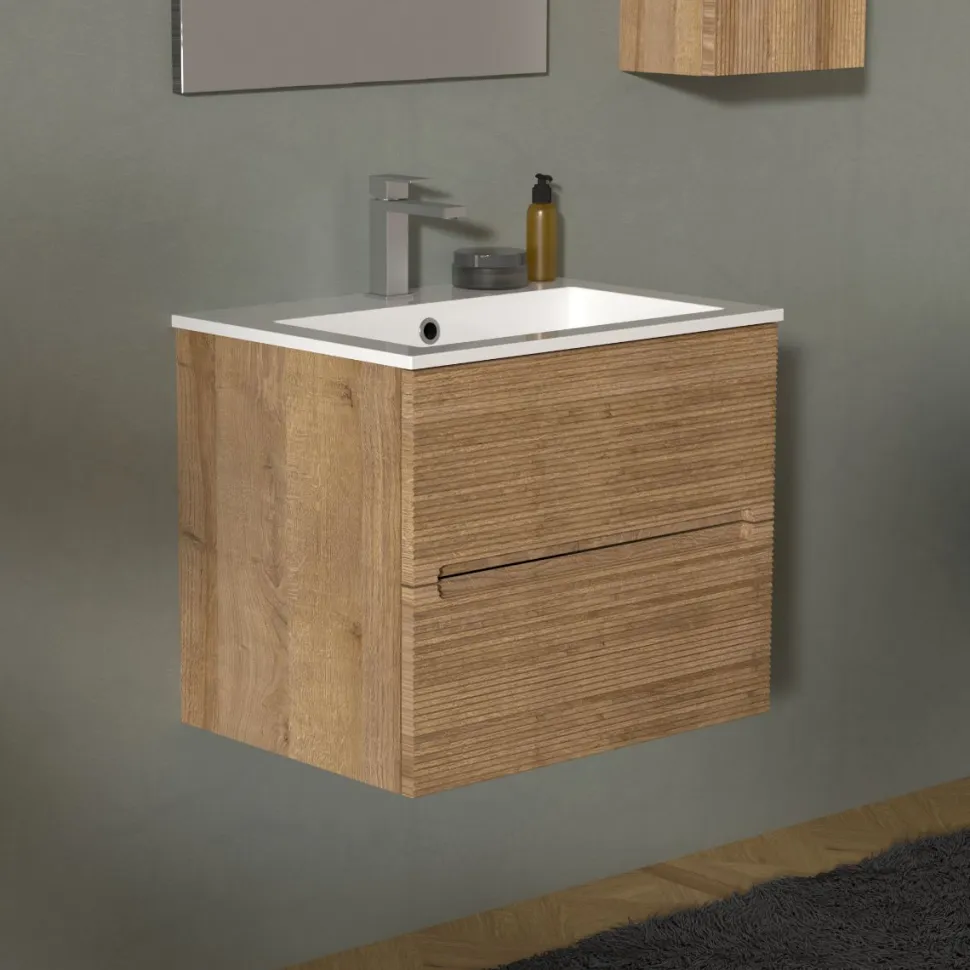 Mobile Bagno 2 cassetti sospeso Rigo disponibile in 3 misure e 5 colori