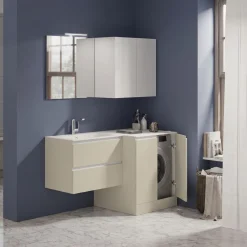 Mobile Bagno 2 cassettoni con maniglia a gola e vano lavatrice 2 ante disponibile in vari colori