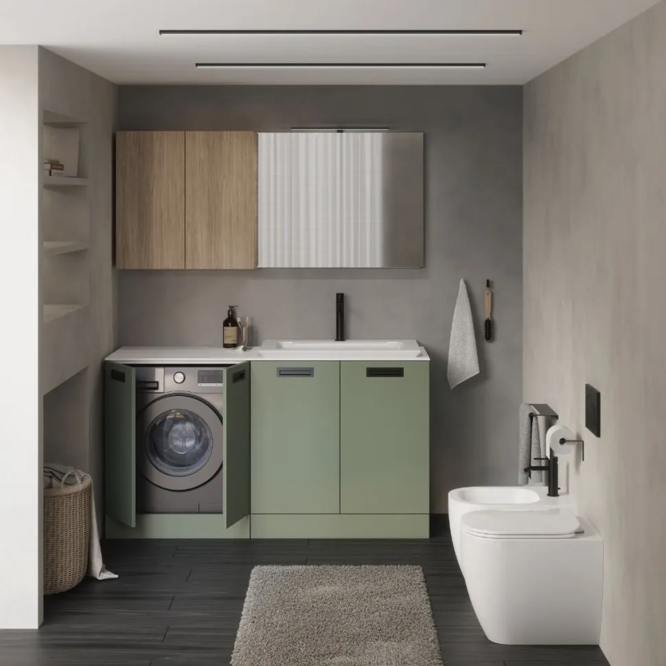 Mobile Bagno 55 con 4 ante e vano copri lavatrice disponibile in vari colori