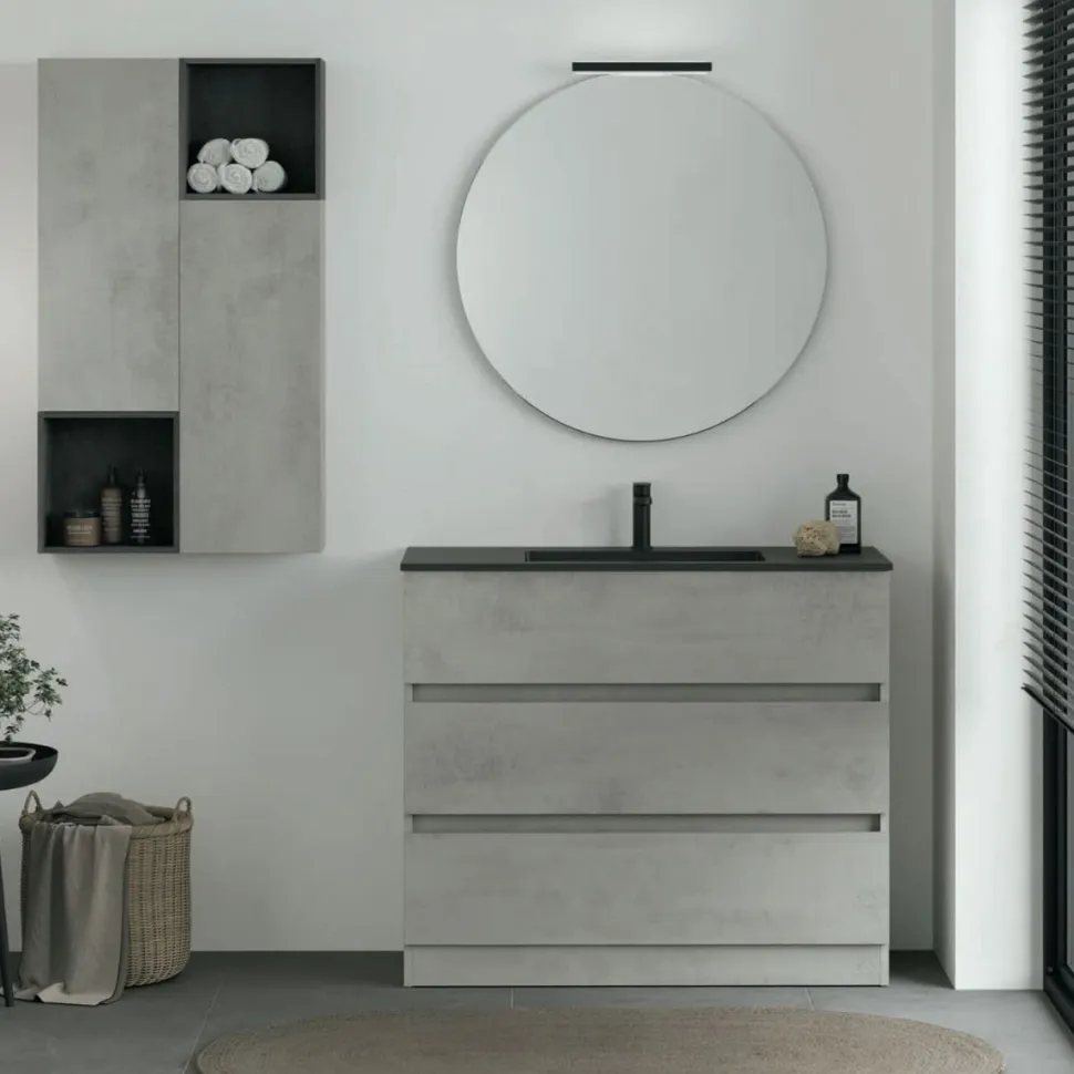 Mobile Bagno da appoggio 3 cassetti con maniglia a incasso Crea disponibile in 4 colori