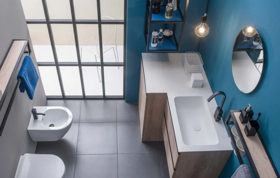 Mobile Bagno Kibo con base porta lavatrice 2 ante disponibile in vari colori
