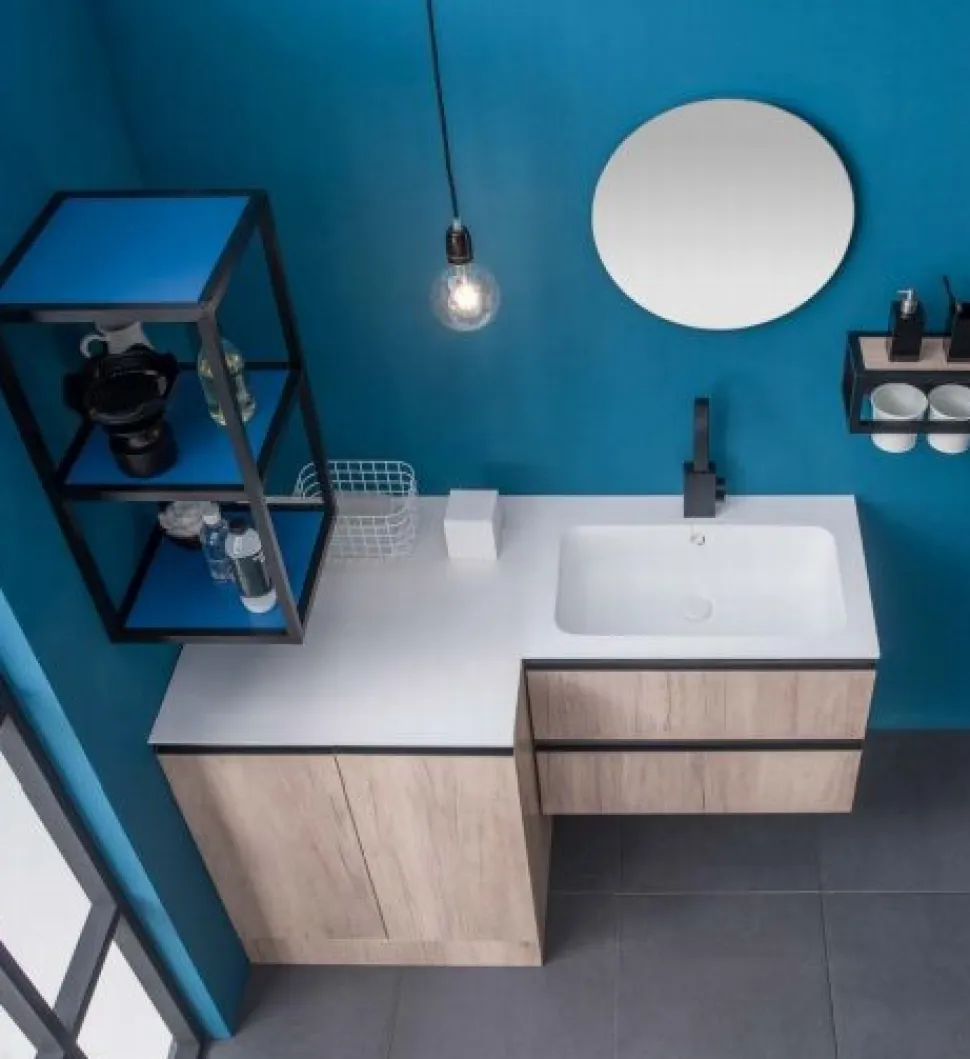 Mobile Bagno Kibo con base porta lavatrice 2 ante disponibile in vari colori
