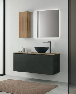 Mobile Bagno sospeso 3 ante con frontali rigati e presa maniglia integrata Rigo disponibile in 5 colori