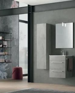Mobile Bagno sospeso 2 cassetti con maniglie in metallo e lavabo con vasca integrata Smart disponibile in 4 colori