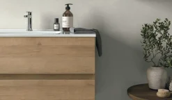 Mobile Bagno sospeso 2 cassetti L 100 con maniglia a incasso e vasca integrata Crea disponibile in 4 colori
