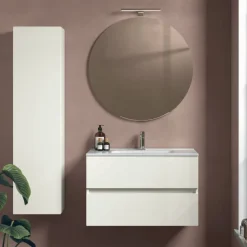 Mobile Bagno sospeso 2 cassetti con maniglia a incasso e vasca integrata Crea disponibile in 4 colori