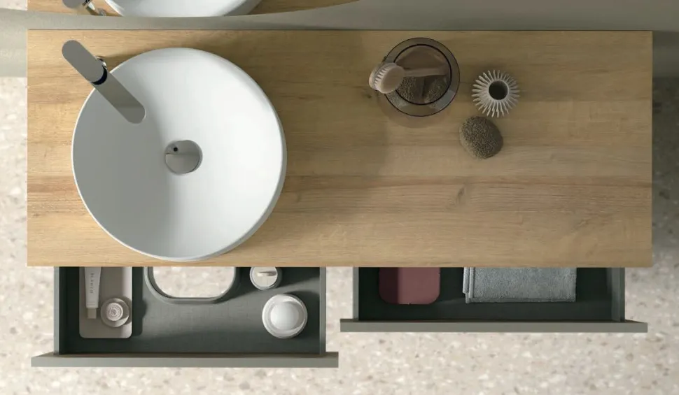 Mobile Bagno sospeso 3 cassetti con maniglia a gola Flora disponibile in 5 colori