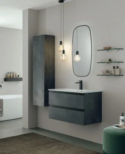 Mobile Bagno sospeso 2 cassetti con maniglia a gola Carlotta disponibile in 5 colori