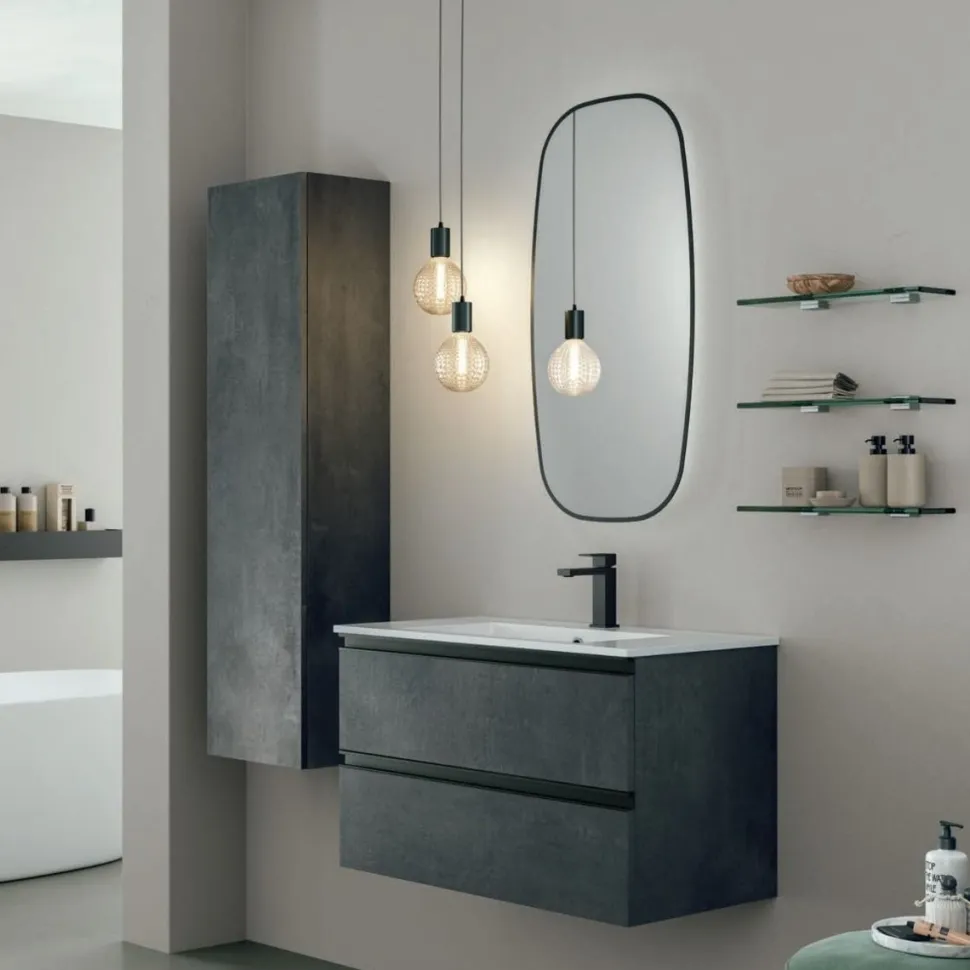 Mobile Bagno sospeso 2 cassetti con maniglia a gola Carlotta disponibile in 5 colori