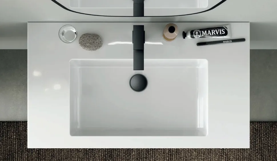 Mobile Bagno sospeso 2 cassetti con maniglia a gola Carlotta disponibile in 5 colori