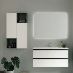 Mobile Bagno sospeso 2 cassetti con maniglia a gola Alessia disponibile in 5 colori