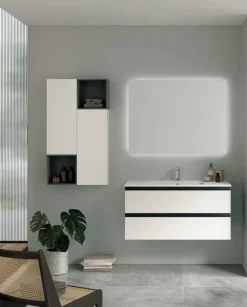 Mobile Bagno sospeso 2 cassetti con maniglia a gola Alessia disponibile in 5 colori