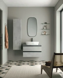 Mobile Bagno sospeso 2 cassetti con maniglia a gola Irene disponibile in 5 colori