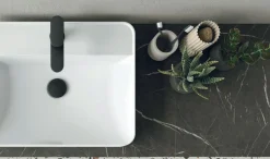 Mobile Bagno sospeso con doppio lavabo 4 cassetti con maniglia a gola Katia disponibile in 5 colori