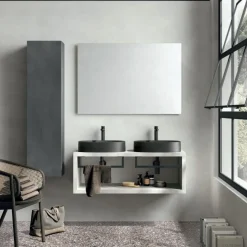 Mobile Bagno sospeso con lavabi in appoggio Domus disponibile in 4 colori