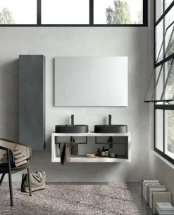 Mobile Bagno sospeso con lavabi in appoggio Domus disponibile in 4 colori
