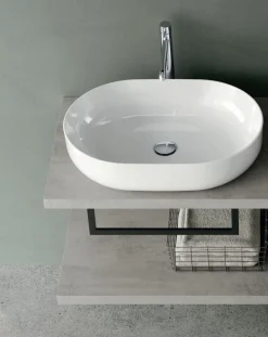 Mobile Bagno sospeso con mensolone e 2 lavabi in appoggio Domus disponibile in 4 colori