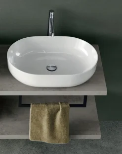 Mobile Bagno sospeso con mensolone e 2 lavabi in appoggio Domus disponibile in 4 colori
