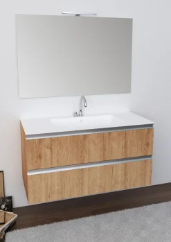 Mobile Bagno sospeso con Piano in Ocritech e vasca integrata disponibile in 4 misure e vari colori