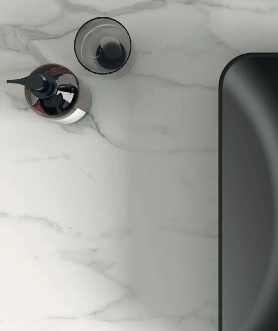 Mobile Bagno sospeso con top sp 1,2 cm 1 cassetto e lavabo in appoggio opaco Lido disponibile in 4 colori