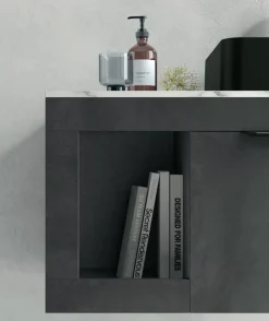 Mobile Bagno sospeso con top sp 1,2 cm 1 cassetto e lavabo in appoggio opaco Lido disponibile in 4 colori