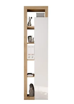 Mobile colonna 1 anta con Vani a Giorno in Bianco Lucido e Rovere Cadiz
