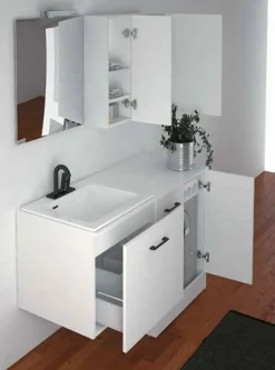 Mobile con Lavabo Totus con base sottolavabo sospesa con 1 cassettone disponibile in 2 misure
