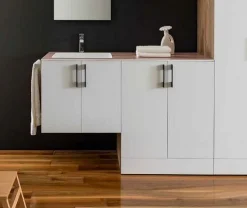 Mobile con Lavabo Totus con base sottolavabo sospesa due ante disponibile in 2 misure