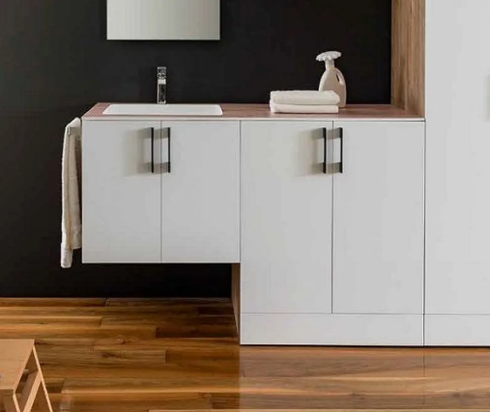 Mobile con Lavabo Totus con base sottolavabo sospesa due ante disponibile in 2 misure