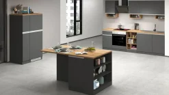 Mobile copri frigorifero a incasso e portaspezie in finitura Antracite Opaco e Rovere