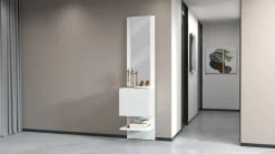 Mobile da ingresso compatto con specchio Poket in Bianco Lucido