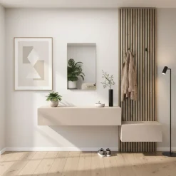 Mobile da Ingresso con Boiserie con appendiabiti e pensili sospesi in Cachmere e Cadiz