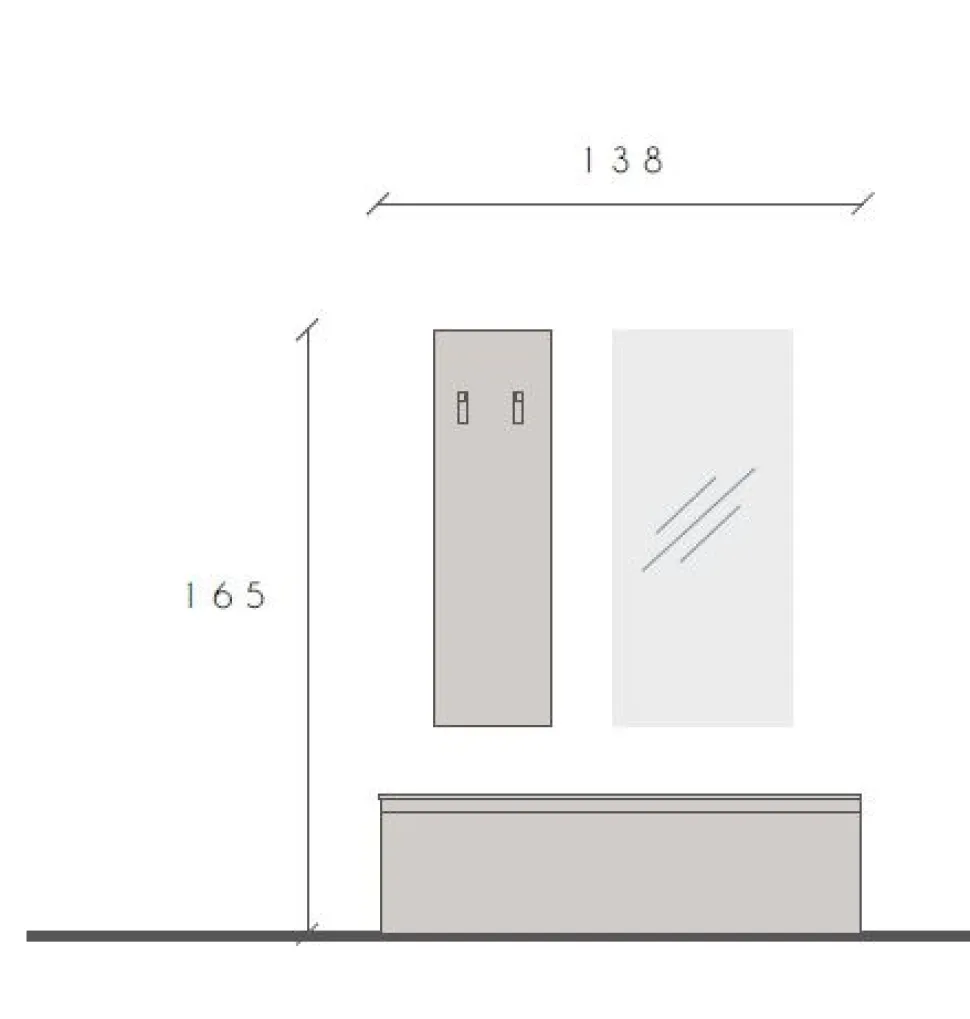 Mobile da ingresso con cassettone doppio vano interno Smart disponibile in vari colori