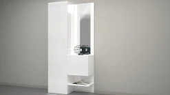 Mobile da ingresso con specchio e scarpiera Poket in Bianco Lucido
