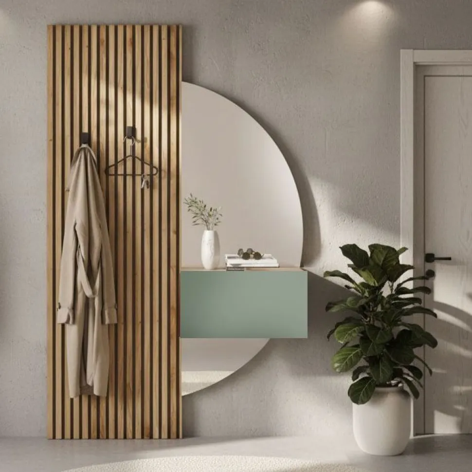 Mobile da ingresso con specchio a mezza luna - personalizzabile