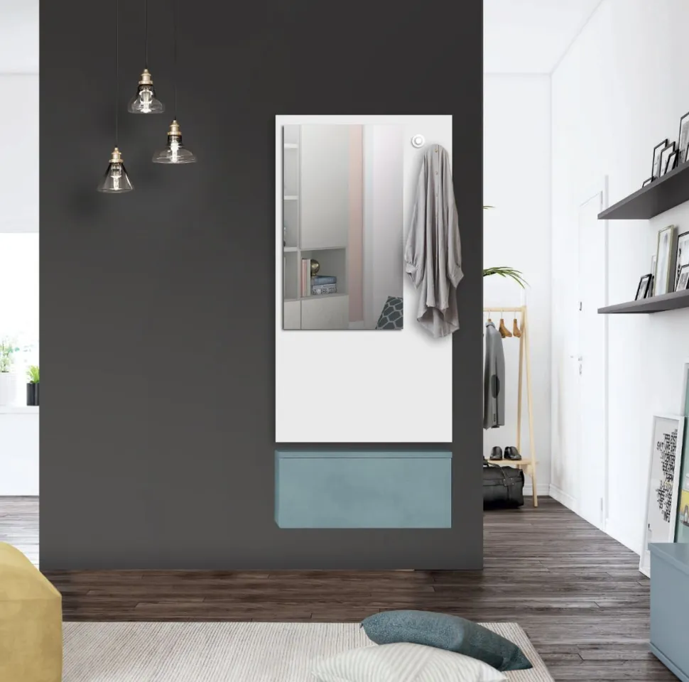mobile da ingresso con specchio e pensile cassettone