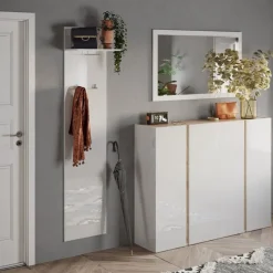 Mobile da ingresso Dublino linea Combo in finitura Bianco Lucido e Rovere Cadiz